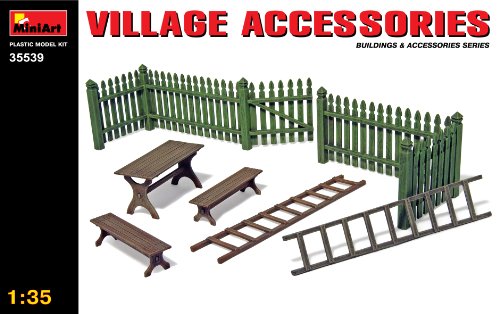 Mini Art 35539 1:35 Zubehör-Set Dorf-originalgetreue Nachbildung, Modellbau, Plastik Bausatz, Basteln, Hobby, Kleben, Modellbausatz, Zusammenbauen, unlackiert von MiniArt