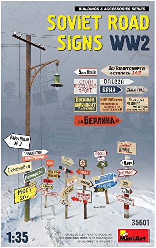 Mini Art 35601 1:35 WW2 Sov. Road Signs - originalgetreue Nachbildung, Modellbau, Plastik Bausatz, Basteln, Hobby, Kleben, Modellbausatz, Zusammenbauen, unlackiert, Grau von MiniArt