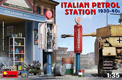 Mini Art 35620 Italien MiniArt 35360 1:35 Italienisches Zapfsäulen-Set mit Zubehör 1930-40-originalgetreue Nachbildung, Modellbau, Plastik Bausatz, Basteln, Hobby, Kleben, Modellbausatz von MiniArt