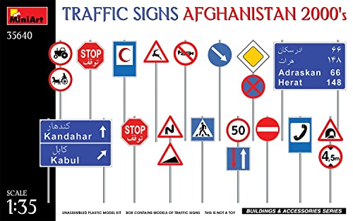 Mini Art 35640 1:35 Verkehrszeichen Afghanistan 2000 - originalgetreue Nachbildung, Modellbau, Plastik Bausatz, Basteln, Hobby, Kleben, Modellbausatz, Zusammenbauen, unlackiert von MiniArt