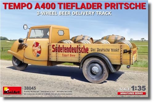 Mini Art 38045 1:35 Tempo A400 Bier-Lieferwagen - originalgetreue Nachbildung, Modellbau, Plastik Bausatz, Basteln, Hobby, Kleben, Modellbausatz, Zusammenbauen, unlackiert von MiniArt