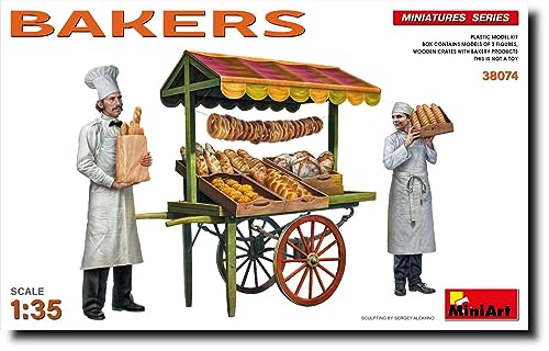 Mini Art 38074 1:35 Fig. Bäcker m. Marktkarren (2)-originalgetreue Nachbildung, Modellbau, Plastik Bausatz, Basteln, Hobby, Kleben, Modellbausatz, Zusammenbauen, unlackiert von MiniArt