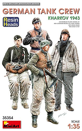 Mini Art 35354 1:35 Fig. Dt. Panzer Crew (4) Ka.43 Res. -originalgetreue Nachbildung, Modellbau, Plastik Bausatz, Basteln, Hobby, Kleben, Modellbausatz, Zusammenbauen, unlackiert von MiniArt