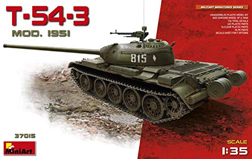 Mini Art 37015 1:35 T-54-3 Mod. 1951-originalgetreue Nachbildung, Modellbau, Plastik Bausatz, Basteln, Hobby, Kleben, Modellbausatz, Zusammenbauen, unlackiert von MiniArt