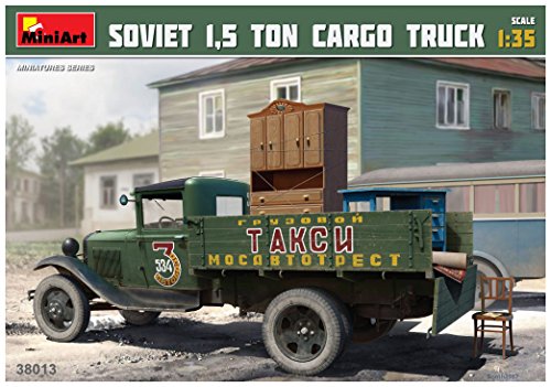 Mini Art 38013 1:35 Sov. 1,5 ton LKW AA Polutorka - originalgetreue Nachbildung, Modellbau, Plastik Bausatz, Basteln, Hobby, Kleben, Modellbausatz, Zusammenbauen, unlackiert von MiniArt