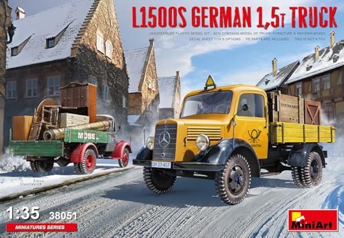 Mini Art 38051 1:35 Dt. Transport-LKW L1500S 1,5t - originalgetreue Nachbildung, Modellbau, Plastik Bausatz, LKW Bausatz, Auto Bausatz, Bausatz für Erwachsene von MiniArt