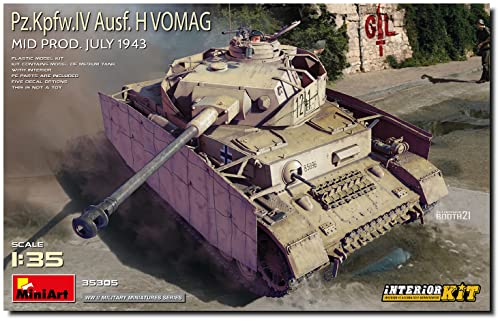 Mini Art 35305 1:35 Dt. Pz.Kpfw.IV AUSF.H (V) Mit. Int.-originalgetreue Nachbildung, Modellbau, Plastik Bausatz, Basteln, Hobby, Kleben, Modellbausatz, Zusammenbauen, unlackiert von MiniArt