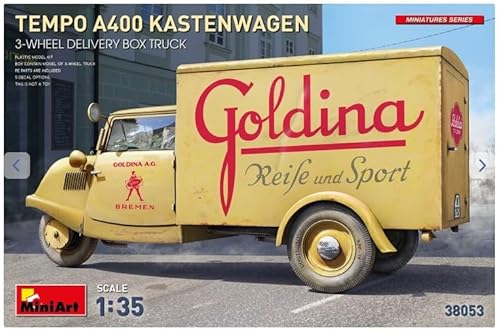 Mini Art 38053 1:35 Tempo A400 3 Rad Lieferwagen - originalgetreue Nachbildung, Modellbau, Plastik Bausatz, Basteln, Hobby, Kleben, Modellbausatz, Zusammenbauen, unlackiert von MiniArt