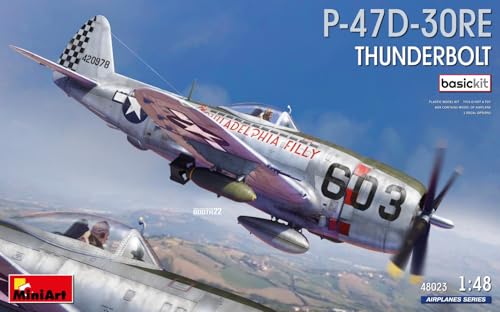 Mini Art 48023 1:48 P-47D-30RE Thunderbolt Basic Kit - originalgetreue Nachbildung, Modellbau, Plastik Bausatz, Basteln, Hobby, Kleben, Modellbausatz, Zusammenbauen, unlackiert von MiniArt