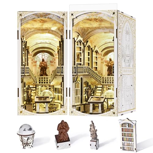 MiniCity Kit Book Nook - DIY Miniature - Maison de poupée - Puzzle 3D en Bois - Serre-livres - Bibliothèque - Décoration Avec lumière LED Pour Adolescents et adultes (Library of Gods) von MiniCity