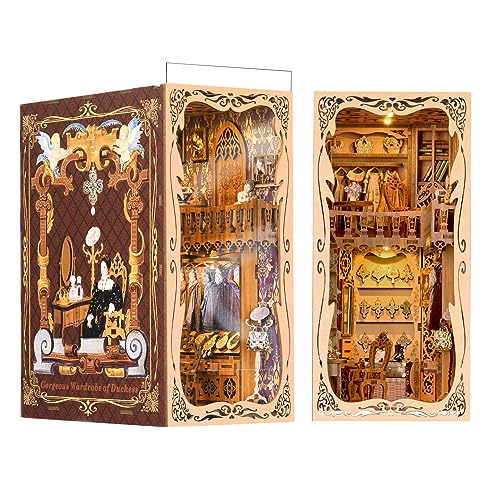 MiniCity Book Nook Kit, DIY Miniatur-Puppenhaus Booknook Kit, 3D Holzpuzzle Bücherregal-Einsatz Dekor mit LED-Licht für Jugendliche und Erwachsene (Duchess's Cloakroom) von MiniCity