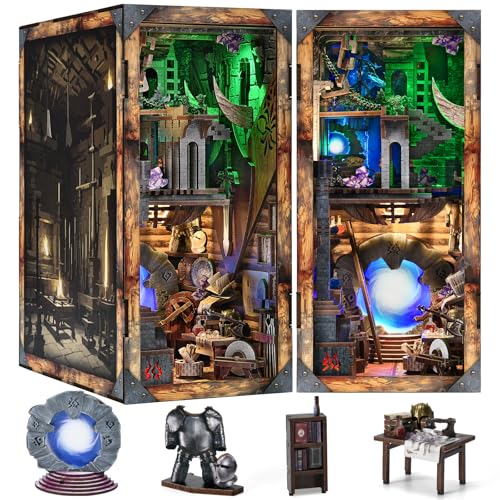 MiniCity Book Nook Kit, DIY Miniatur Puppenhaus Booknook Kit mit LED-Licht und Staubschutz für Teenager und Erwachsene (Klinge und Magie) von MiniCity