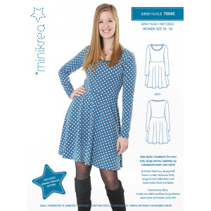 MiniKrea Schnittmuster 70045 Jersey Kleid - Papiervorlage Größe 34-50 von MiniKrea