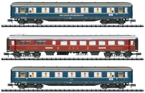 MiniTrix 18259 N 3er-Set Personenwagen F-Zug F41 Senator der DB 1.Klasse A4üe, ABü-38, Speisewagen von MiniTrix