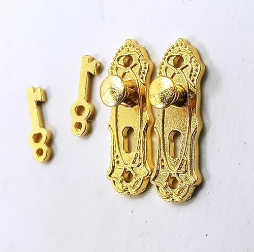 Miniaturenbau-Lewen Mini-Türgriffe mit Schlüssel. Metall für 1:12 Puppenstube. Für eine Tür. 2,5 cm von Miniaturenbau-Lewen