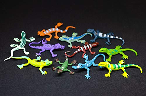 Miniblings 12er Set Salamander Figuren - Bunte Gecko Aufstellfiguren - Gummitiere aus Kunststoff - für Kinder und Sammler von Miniblings