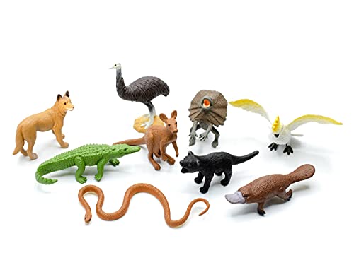 Miniblings 9X Australien Figuren Set - Handbemalte Aufstellfiguren Tierfiguren für Kinder und Sammler - Känguru, Dingo, Krokodil und mehr von Miniblings