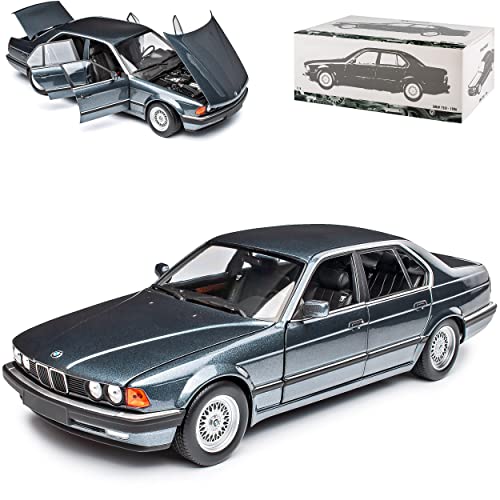 B-M-W 7er E32 730I Dunkel Grau Fast Schwarz 1986-1994 1/18 Minichamps Modell Auto mit individiuellem Wunschkennzeichen von Minichamps B-M-W