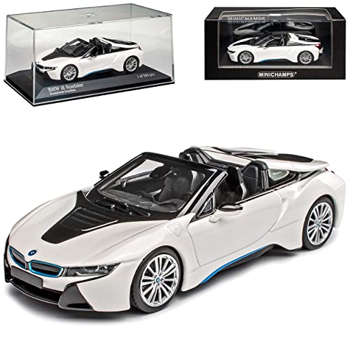 B*M*W I8 Roadster Cabrio Kristall Weiss Metallic 2013-2020 limitiert 504 Stück Weltweit 1/43 Minichamps Modell Auto von Minichamps B-M-W