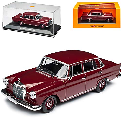 Mercedes-B 190 W110 Limousine Dunkel Rot Heckflosse 1961-1968 1/43 Minichamps Maxichamps Modell Auto mit individiuellem Wunschkennzeichen von Minichamps Mercedes-Benz