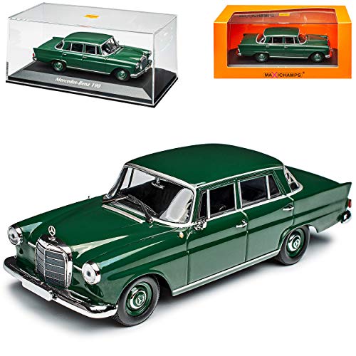 Mercedes-B 190 W110 Limousine Grün Heckflosse 1961-1968 1/43 Minichamps Maxichamps Modell Auto mit individiuellem Wunschkennzeichen von Minichamps Mercedes-Benz