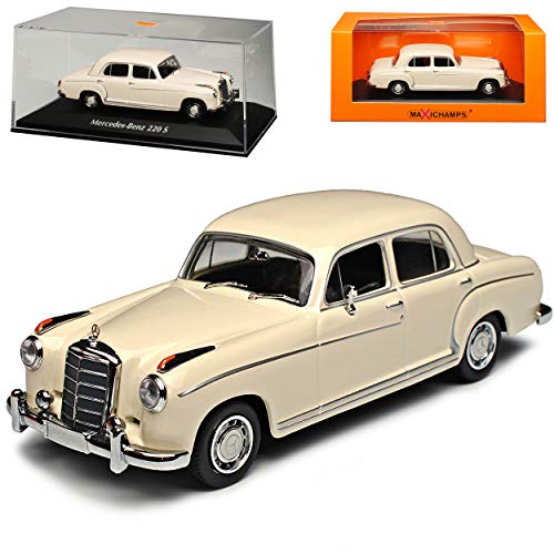 Mercedes-B 220 S Ponton Limousine Weiss Cream Beige 1954-1959 1/43 Minichamps Maxichamps Modell Auto von Minichamps Mercedes-Benz