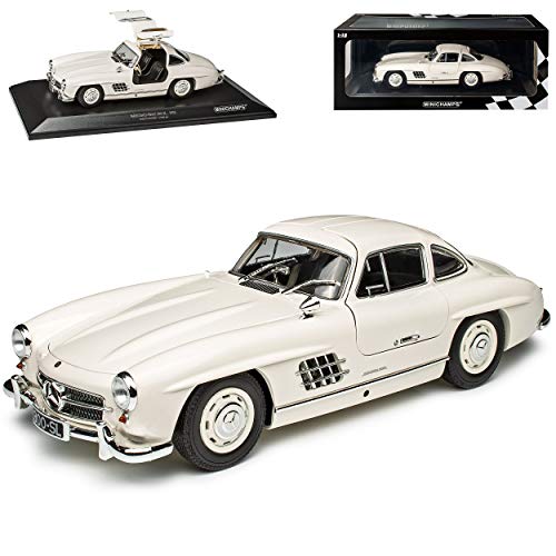 Mercedes-Benz 300SL SL-Klasse Coupe Weiss W198 1954-1963 Flügeltürer limitiert 300 Stück 1/18 Minichamps Modell Auto mit individiuellem Wunschkennzeichen von Minichamps Mercedes-Benz