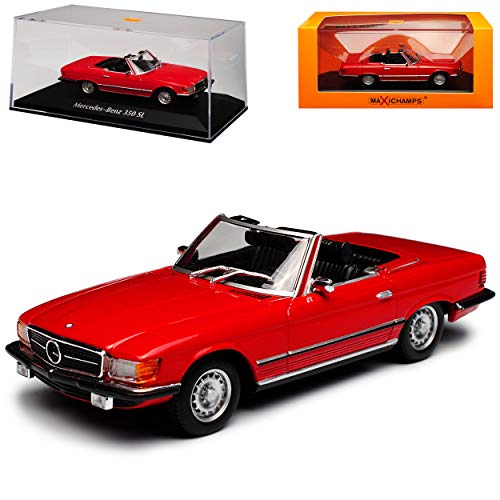 Mercedes-B SL-Klasse 350 SL Cabrio Rot R107 1971-1989 1/43 Minichamps Maxichamps Modell Auto mit individiuellem Wunschkennzeichen von Minichamps Mercedes-Benz