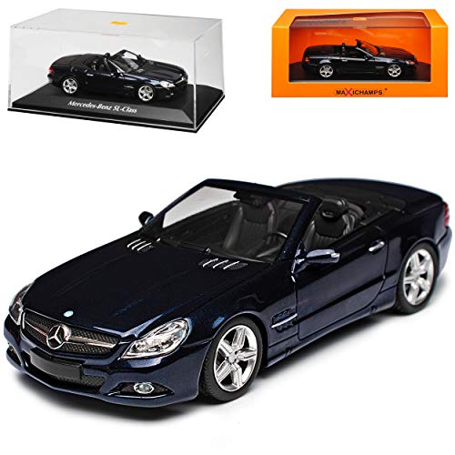 Mercedes-Benz SL-Klasse R230 Dunkel Blau Fast Schwarz Metallic Modell 2001-2011 Version ab 2. Facelift 2008 1/43 Minichamps Maxichamps Modell Auto von Minichamps Mercedes-Benz