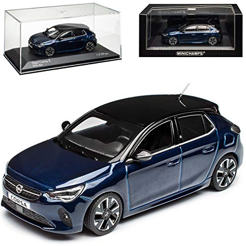 Opel Corsa E F Dunkel Blau Metallic mit Dach in Schwarz Ab 2019 1/43 Minichamps Modell Auto mit individiuellem Wunschkennzeichen von Minichamps Opel