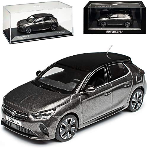 Opel Corsa E F Mondstein Dunkel Grau Metallic mit Dach Schwarz Ab 2019 1/43 Minichamps Modell Auto mit individiuellem Wunschkennzeichen von Minichamps Opel