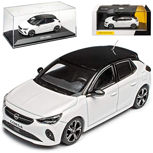 Opel Corsa F Summit Weiss mit Dach Schwarz Ab 2019 1/43 Minichamps Modell Auto mit individiuellem Wunschkennzeichen von Minichamps Opel