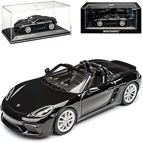 Porsche 718 Boxter 982 Spyder Cabrio Schwarz Ab 2016 1/43 Minichamps Modell Auto von Minichamps Porsche