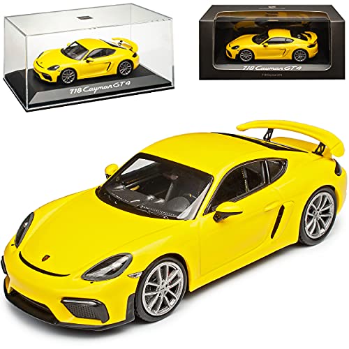 Porsche 718 Cayman 982 GT4 Coupe Gelb Ab 2016 1/43 Minichamps Modell Auto mit individiuellem Wunschkennzeichen von Minichamps Porsche