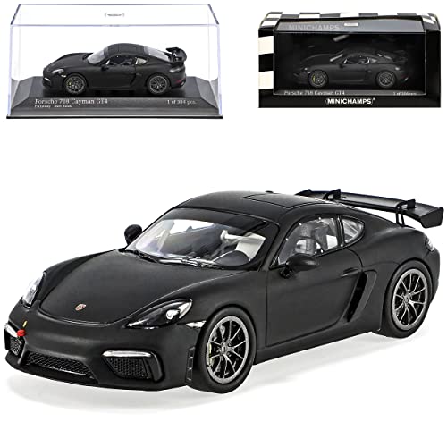 Porsche 718 Cayman 982 GT4 Coupe Plainbody Matt Schwarz Ab 2016 limitiert 304 Stück Weltweit 1/43 Minichamps Modell Auto mit individiuellem Wunschkennzeichen von Minichamps Porsche