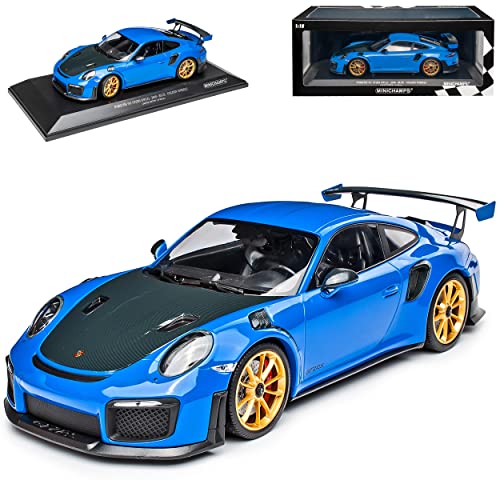 Porsche 911 991 II GT2RS Coupe Blau mit goldenen Felgen Modell 2011-2019 Version Ab Facelift 2015 limitiert 1 von 300 1/18 Minichamps Modell Auto mit individiuellem Wunschkennzeichen von Minichamps Porsche