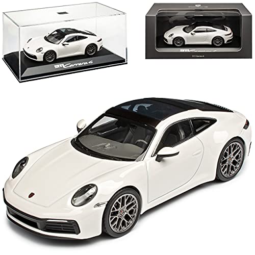 Porsche 911 992 Carrera 4 Coupe Weiss Modell Ab 2019 1/43 Minichamps Modell Auto von Minichamps Porsche