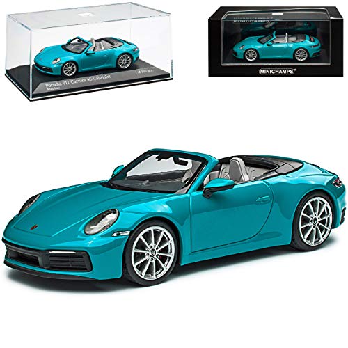 Porsche 911 992 Carrera 4S Cabrio Miami Blau Neue Generation Ab 2019 1/43 Minichamps Modell Auto mit individiuellem Wunschkennzeichen von Minichamps Porsche