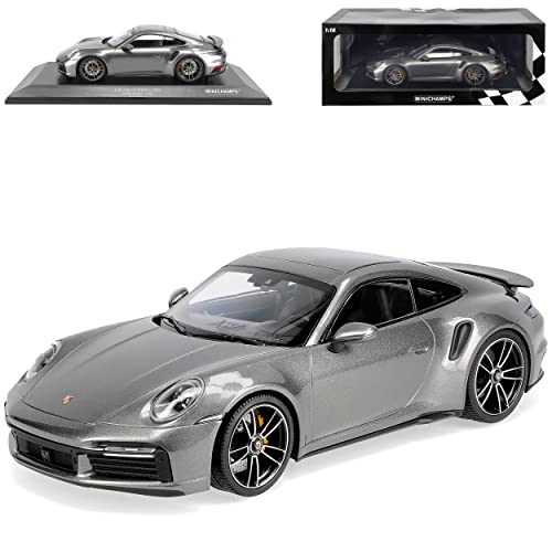 Porsche 911 992 Coupe Turbo S Grau Metallic Neue Generation Ab 2019 limitiert 1 von 302 Stück 1/18 Minichamps Modell Auto mit individiuellem Wunschkennzeichen von Minichamps Porsche