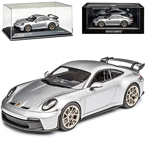 Porsche 911 992 GT3 Coupe Silber Neue Generation Ab 2019 1/43 Minichamps Modell Auto mit individiuellem Wunschkennzeichen von Minichamps Porsche