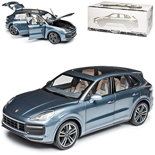 Porsche Cayenne Turbo S III PO536 Blau Grau Metallic 3. Generation Ab 2017 öffnende Türen limitiert 1 von 300 Stück 1/18 Minichamps Modell Auto mit individiuellem Wunschkennzeichen von Minichamps Porsche