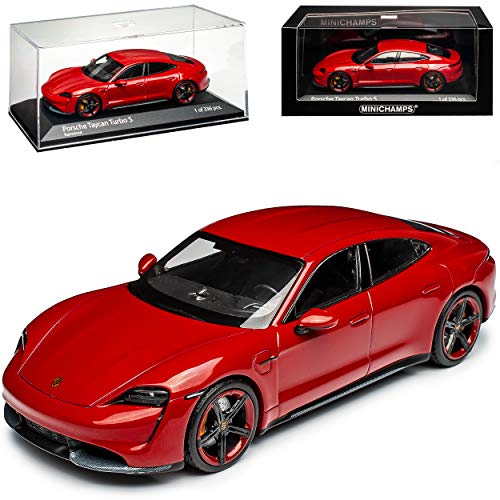 Porsche Taycan Turbo S Limousine Rot Ab 2019 1/43 Minichamps Modell Auto mit individiuellem Wunschkennzeichen von Minichamps Porsche