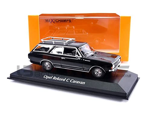 MAXICHAMPS 940046111-1:43 Opel Rekord C Caravan-1969-Black Collectible Miniaturauto schwarz von MAXICHAMPS