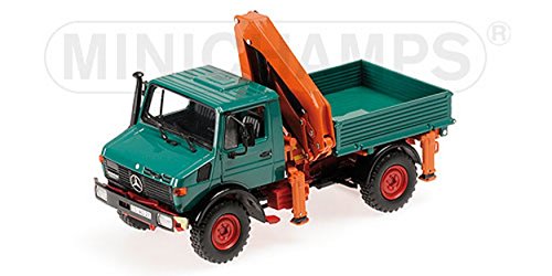 Mercedes-Benz Unimog 1300 L Kipper mit Ladekarn (Tipper with loading crane) green von Minichamps