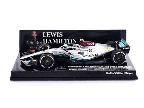 Minichamps 417221244 - Mercede. A-M-G W13 Lewis Hamilton 300th GP 2nd Place French GP 2022 - maßstab 1/43 - Modellauto von Minichamps