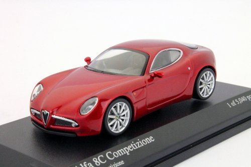 MINICHAMPS 640120520 - Alfa Romeo 8C Competizione, Maßstab: 1:64, metallic rot von Minichamps