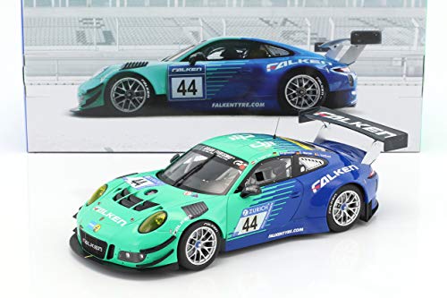 Minichamps – 911/991 GT3 R Läppen-Stunden-Nürburgring 2017 Falken Porsche Fahrzeug Miniatur, 153176144, grün/blau, Maßstab 1/18 von Minichamps