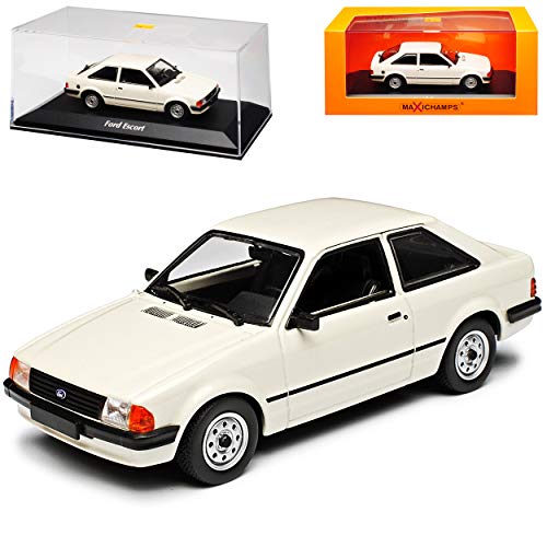 Minichamps Ford Escort MK III 3 Türer Weiss Grau 1980-1985 1/43 Maxichamps Modell Auto von Minichamps