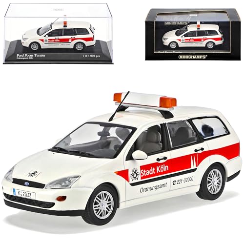 Minichamps Ford Focus Kombi Turnier Weiss Ordnungsamt Köln 1. Generation 1998-2004 1/43 Modell Auto mit individiuellem Wunschkennzeichen von Minichamps