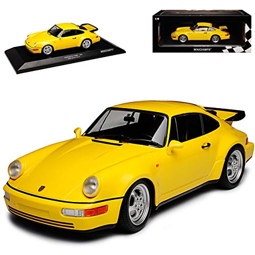 Minichamps Porsche 911 964 Turbo Coupe Gelb 1988-1994 limitiert 1 von 600 1/18 Modell Auto mit individiuellem Wunschkennzeichen von Minichamps